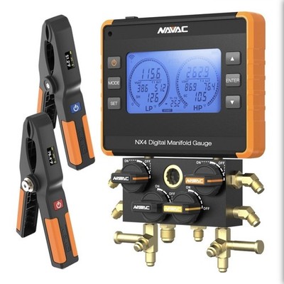 NAVAC NX4 NEXUS 4-Valve Bluetooth-Enabled Smart Digital Manifold Gauge