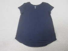 Gap Shirt Womens Small Navy Blue Luxe Luxueux Scoop Neck Rayon Tee Basic Top