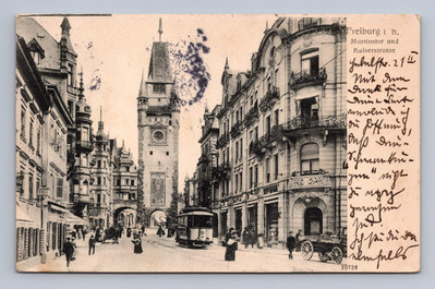 German FREIBURG Martinstor Kaiserstor Street 1910 to Cambridge MA