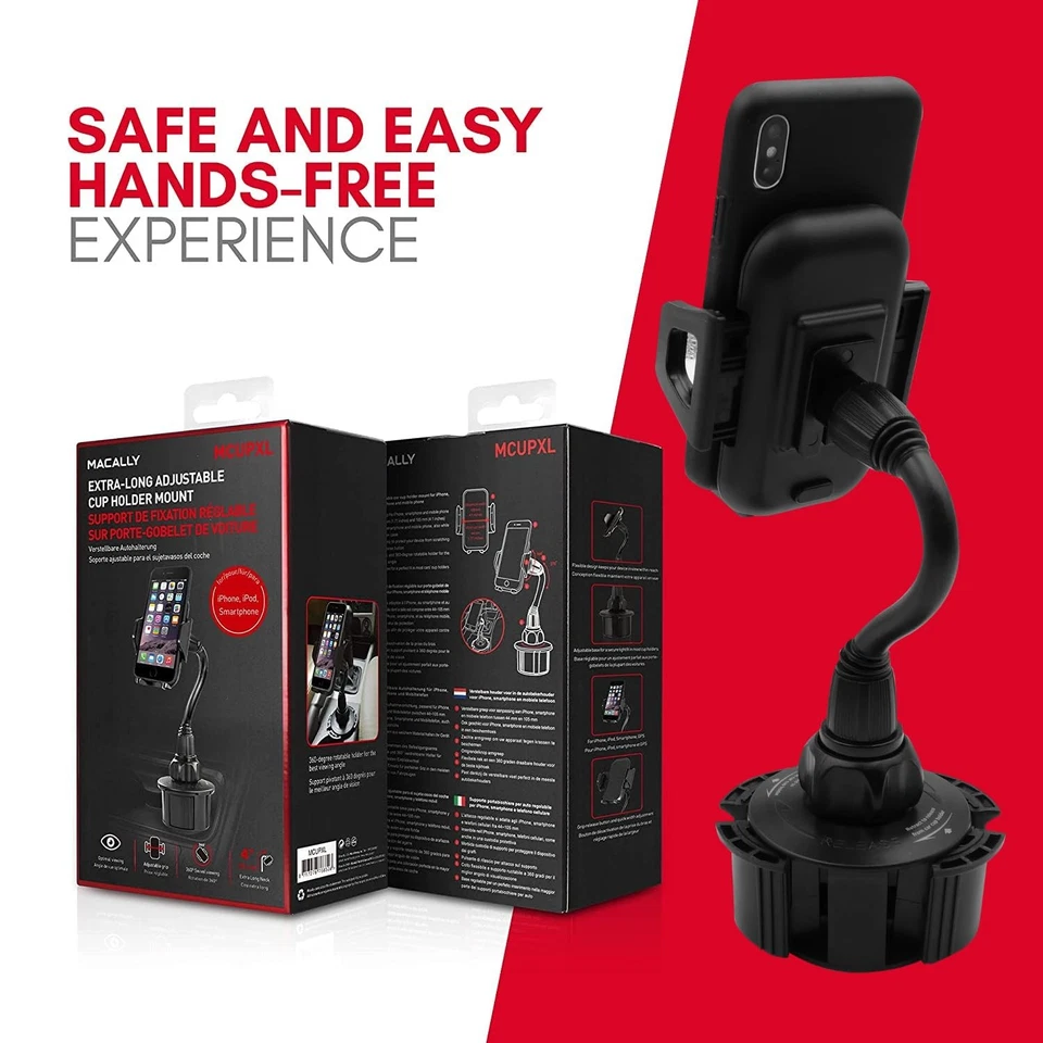Soporte para taza de coche Macally montaje para teléfono - ajuste seguro para teléfonos de hasta 4,1” de ancho - Foto 2 de 4