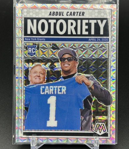 2025 Panini Mosaic Notoriety Abdul Carter #14 Silver Mosaic Prizm RC Giants