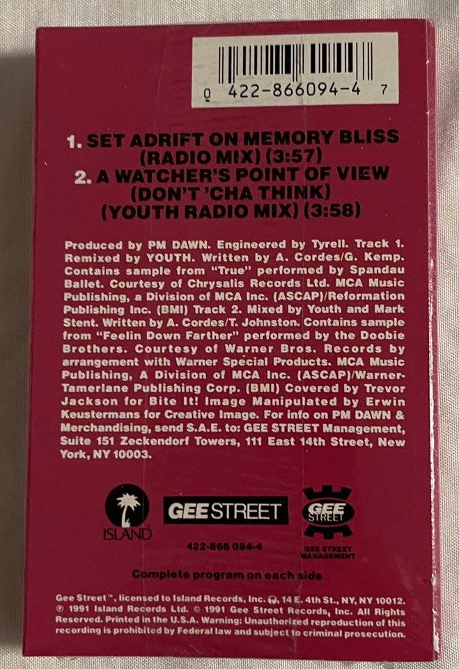 FACTORY SEALED PM Dawn Set Adrift On Memory Bliss Cassette Tape Single 1991 - Image 2 of 4