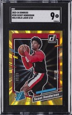 2023-24 DONRUSS HOLO GOLD LASER 2/10 #250 SCOOT HENDERSON ROOKIE RC SGC 9
