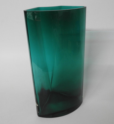 Vintage größere Glasvase, grünes Glas, schwer