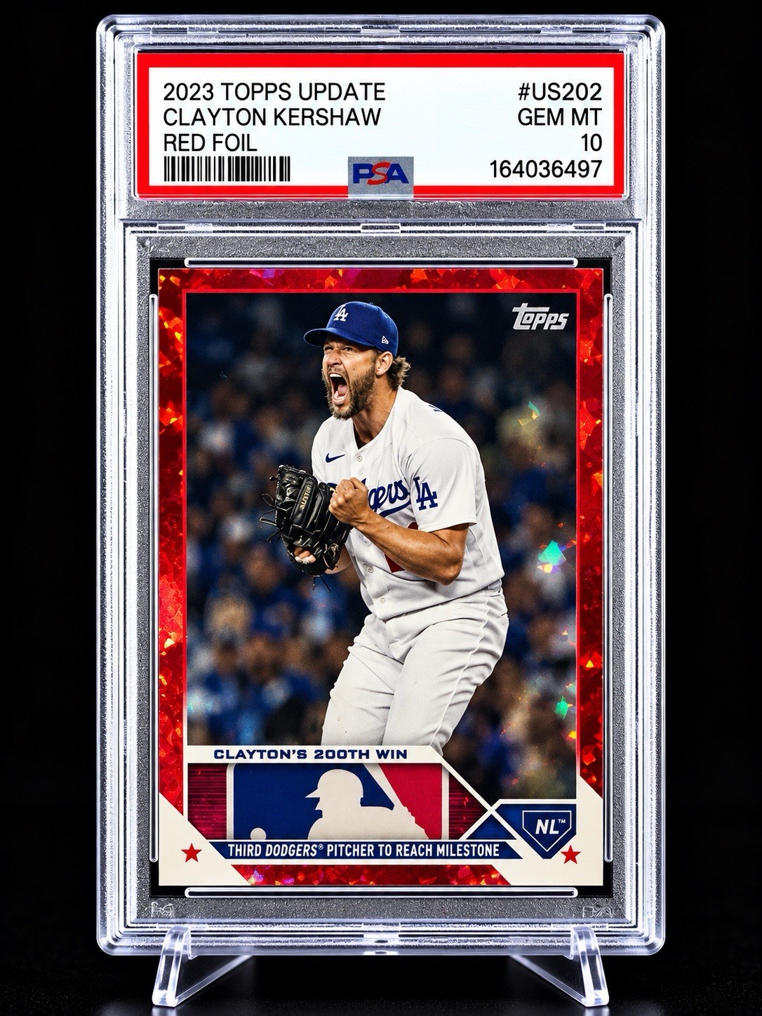2023 Topps Update Clayton Kershaw Red Foil 200th Win PSA 10!! Dodgers