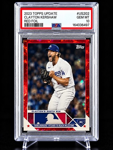 2023 Topps Update Clayton Kershaw Red Foil 200th Win PSA 10!! Dodgers