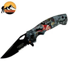 Defender-Xtreme 7.5" Motorcycle Lady pring Assisted Folding Knife Tactical Sharp