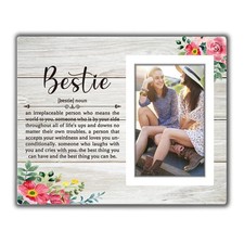 Wooden Picture Frame for Bestie  Sister - Friendship Photo Frame, Desk Decor...