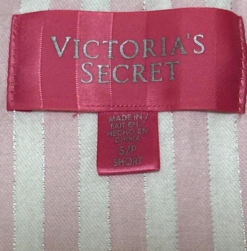 Vintage Victoria’s Secret Pink White Stripe Pajama Set Long Sleeve Size Sm Short - Picture 2 of 13
