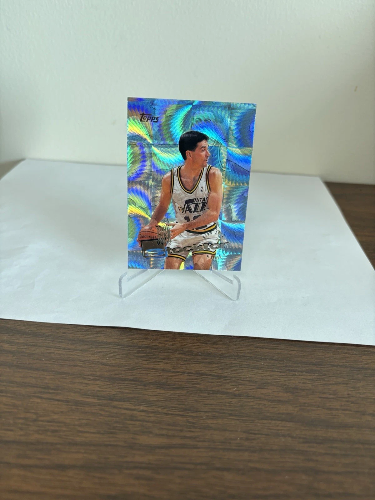 John Stockton 1995-1996 Topps Power Booster Holo Parallel #284 HOF EX