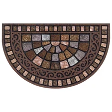 Stone Multi 18 In. X 30 In. Rubber Half round Non-Slip Outdoor Door Mat