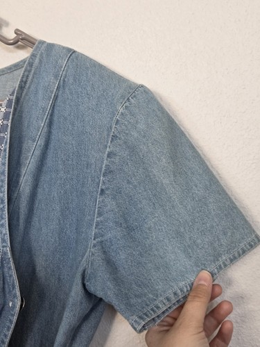 Vintage Scarlett Denim Maxi Dress Size 9/10 Cottagecore Modest Prairie Western - Picture 5 of 10