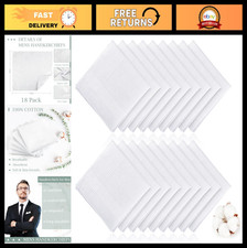 Soft Cotton White Handkerchiefs for Men, Classic Reusable 15x15 Inch Pocket Hank