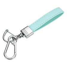 Car Key Chain Ring Clip Metal Leather Keychain Key Fob with D Ring, Green