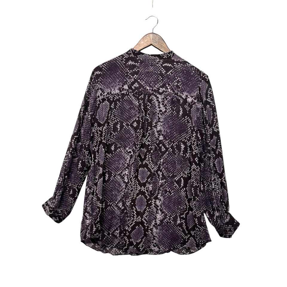 Blusa Top MICHAEL Michael Kors Mujer Talla Grande 1X 100% Seda Transparente Manga Larga Foto 3 de 4