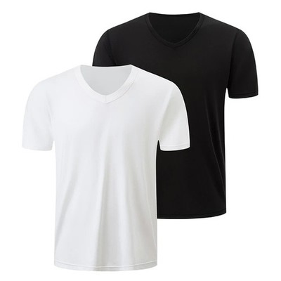 1/2/3 Pcs Men's Solid Color Casual Small White T Youth Loose Joker Classic...