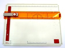 Tavolo da disegno disegno vintage PROFILO ROTRING bianco con regola gialla 19,5"