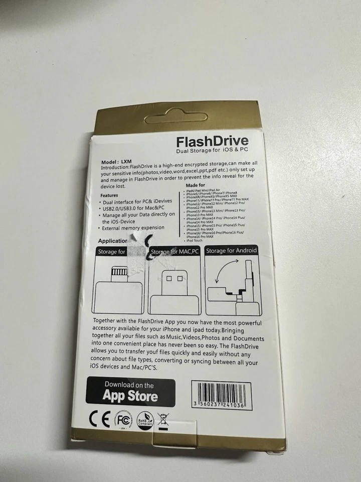 256GB usb flash drive 3.0 Dual Storage for iOS & PC New - Image 2 of 2