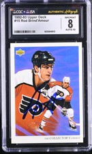 Rod Brind'Amour Signed 1992-93 Upper Deck Card #15 Flyers CGC 8 JSA 10 Auto
