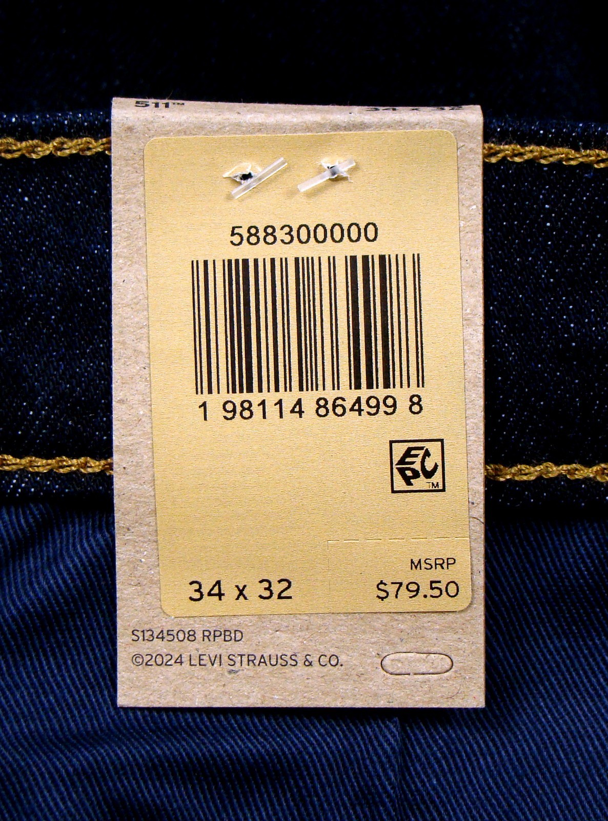 NEW Levis 511 Men's Jeans Slim Fit Size 34x32 DARK INDIGO BLUE - FREE SHIPPING thumbnail 8