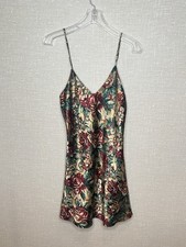 Vintage Cottagecore Floral Satin Slip Dress Sz S Rose Print Grunge Fairycore