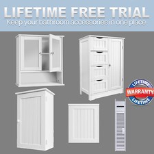 Bathroom Floor Cabinet Cupboard Hallway Storage Unit 4Drawers 1 Door White-Cheap