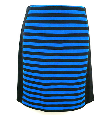 ANN TAYLOR Pencil Skirt Black Blue Stripe Stretch Cotton Lined 4 for Sale Online