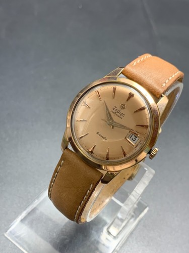1970's Vintage Zodiac Hermetic Automatic Watch Date Men's Gold Plated 34mm Rare - Imagen 2 de 22