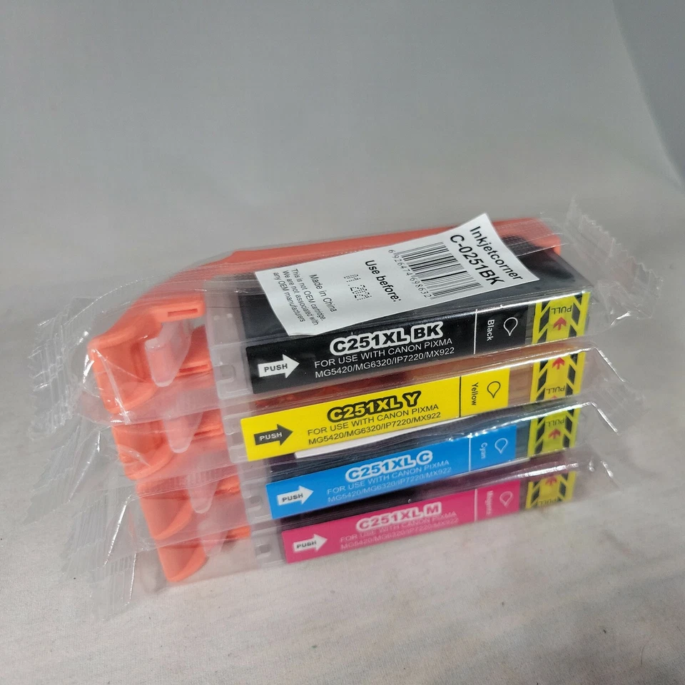 4 Inkjetcorner C-0251BK C-0251C C-0251M C-0251Y Ink Cartridge Expired 1/21 - Image 3 of 4