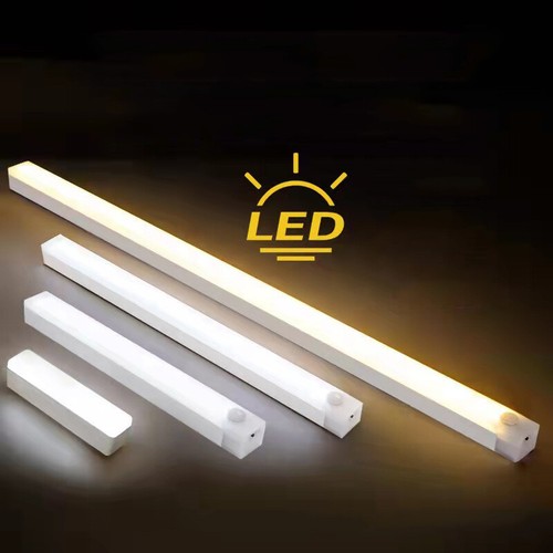 Wireless LED PIR Motion Sensor Light USB Rechargeable Strip Cabinet Closet Lamp^