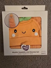 Parent's Choice Orange Pumpkin Muslin Swaddle Beanie Set Infant Unisex New