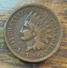 1866 Indian Cent Super Original VF CHRC