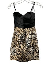 Speechless Black Leopard Print Spaghetti Strap Mini Dress Women's Size 1