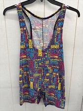 Vintage 80s Leotard Small Aerobic Workout Body Suit Wild Print One Piece Unitard