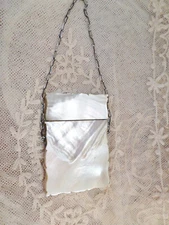 Antique Victorian Ornate Carved Mother Of Pearl Calling Card Case