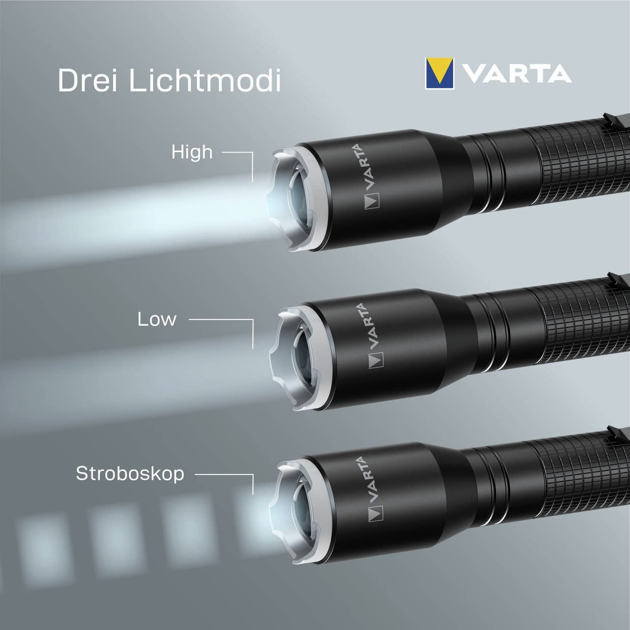 VARTA Taschenlampe LED Inkl. 2X AA Batterien, Aluminium Light F20 Pro Leuchte