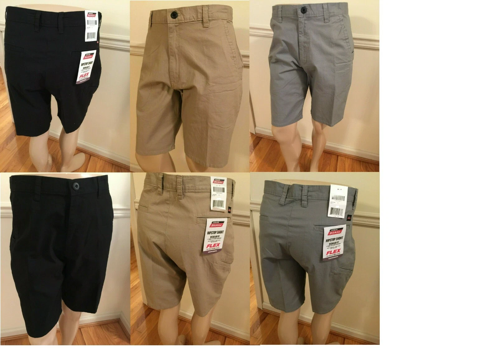 Dickies Men 5 Pocket Shorts Tan Gray Blk Phone Pocket Ripstop Rip Stop Flex Tag