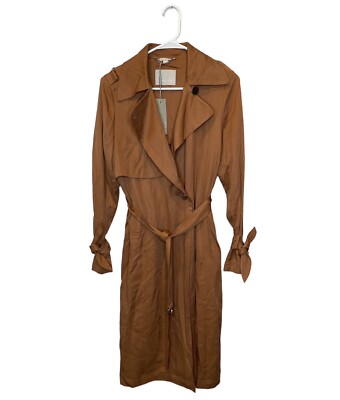 NWT SOIA & KYO Nousha Tailored Lightweight Trench Coat in Amber Size Small