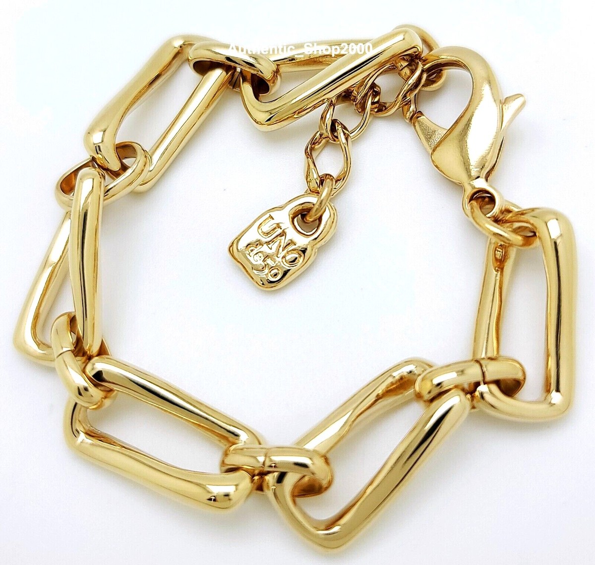New Uno De 50 Brand Gold Tone Indestructible Square Link Shape Bracelet