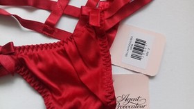 AGENT PROVOCATEUR SEXY RED DELILAH THONG SIZE 2 SMALL UK 8 BNWT