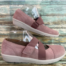 Vionic Mary Janes Womens Sz 6M Pink Suede Casual No Tie Lightweight Comfort Shoe