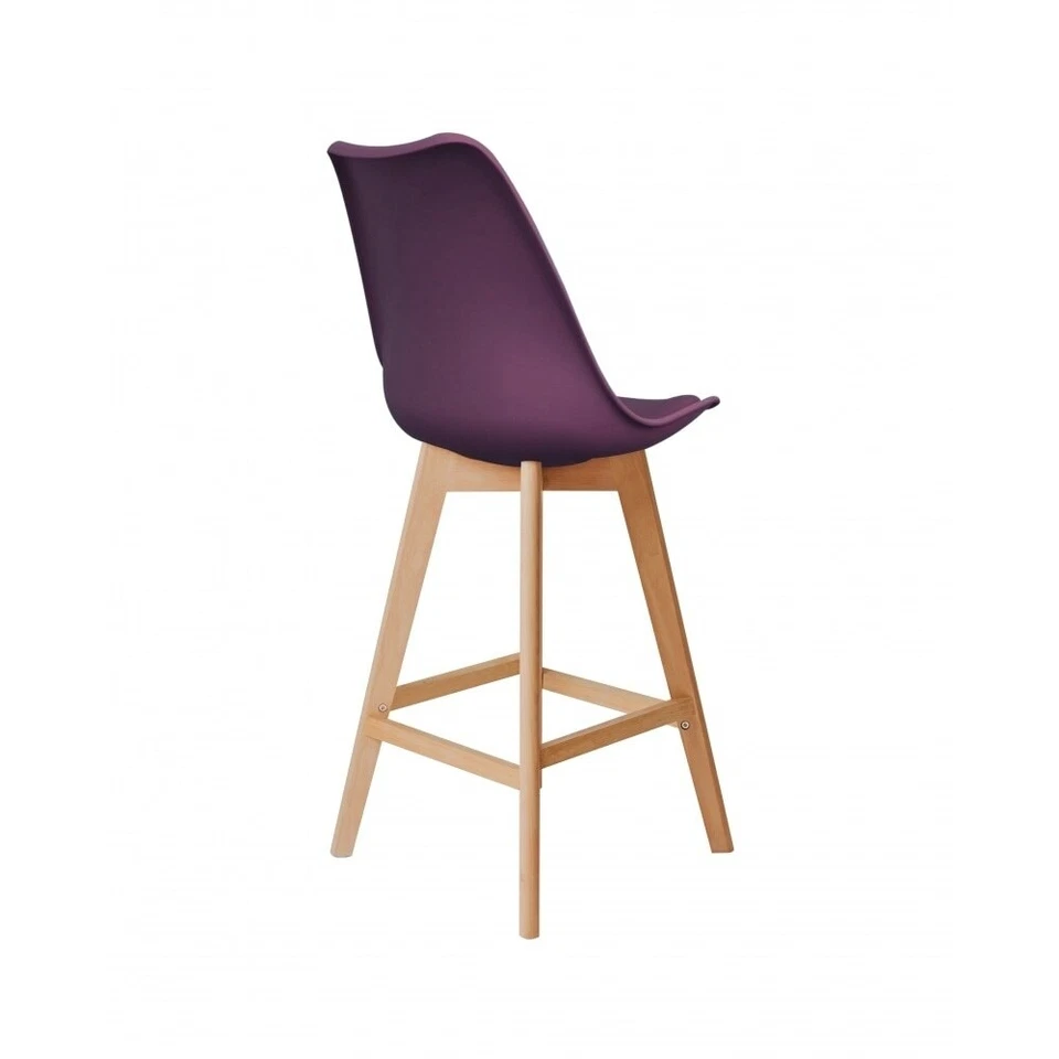 Fusion Living Soho Aubergine Kunststoff Barhocker Mit Hellen Holzbeinen - 4 Set - Bild 4 von 4