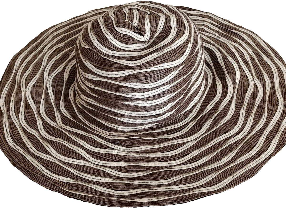 Filippo Catarzi Neon Green, Brown & Cream Striped Wide-Brim Sun Hat Filippo Catarzi | Vintage 90 main image 4