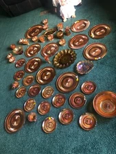 Jeanette Glass Co vintage 1947-1949 Anniversary Amber Iridescent Set of 46 piece