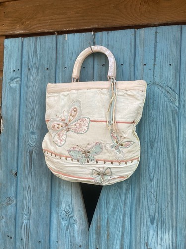 Vintage Bag Pink Orange Y2K Butterfly Bead Boho Festival Summer 00s Accessorize - Picture 19 of 21