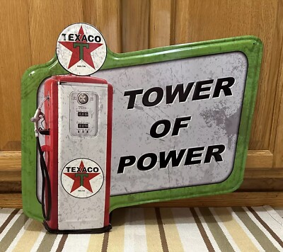 Texaco Gasoline Pump Sign Metal Gas Oil Garage Vintage Style Wall Decor ...
