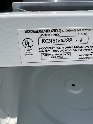 KitchenAid 20” Whirlpool Glass Door Stainless Steel Microwave Oven Door 2000’s - Picture 5 of 5
