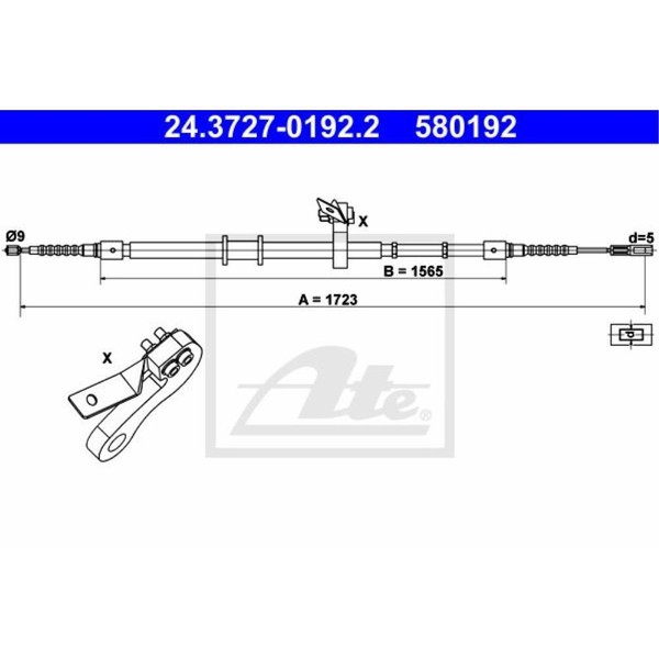 ATE Handbremsseil Bremsseil Hinten Rechts Passend FüR Audi 80 8C B4-image