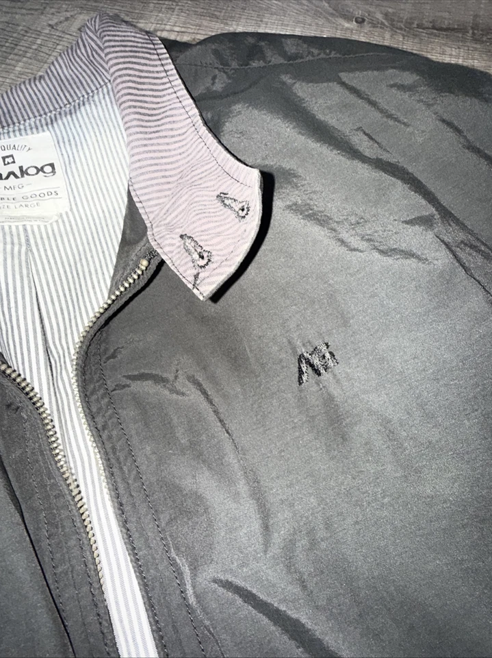 Jaqueta analógica vintage masculina tamanho grande preta com zíper completo colarinho casaco - Imagem 3 de 4