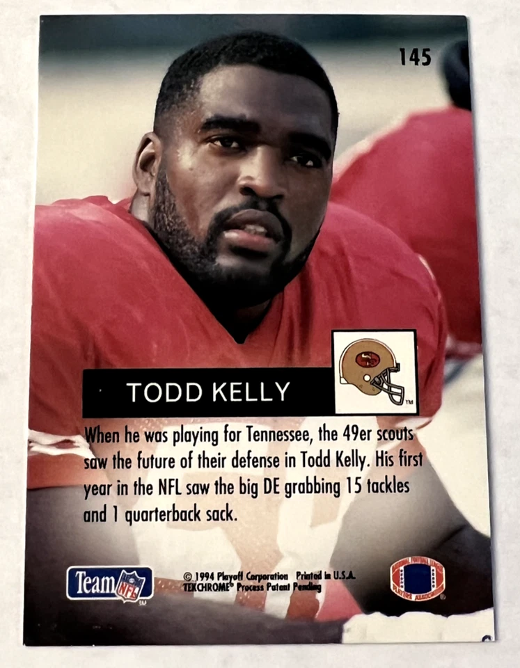 1994 Playoff Texchrome NFL Trading Card #145 Todd Kelly San Francisco 49ers - Image 2 of 4